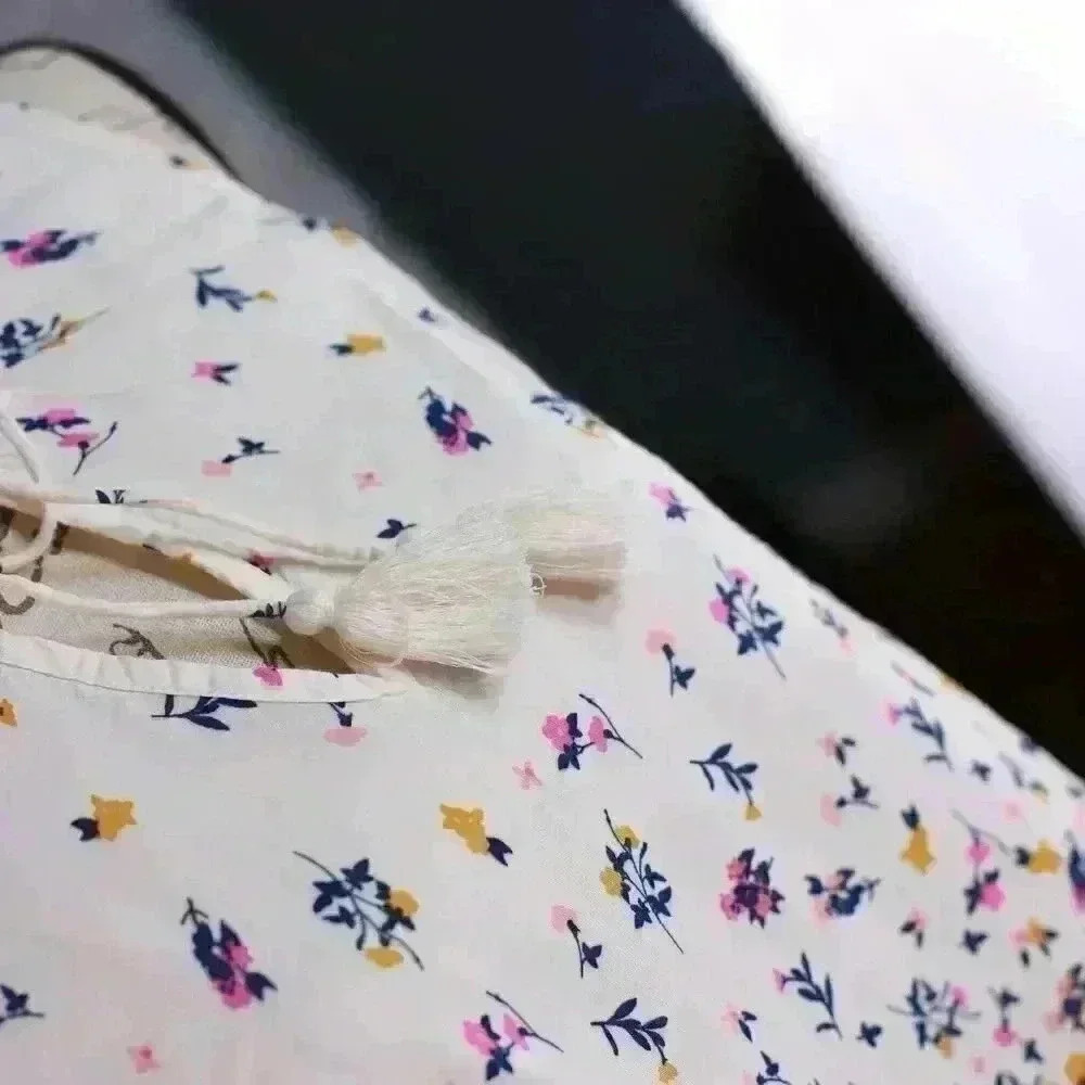 Old Navy Size L floral peasant blouse pink/gold florwers cream top - Picture 9 of 13